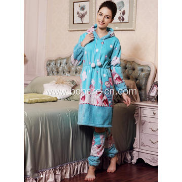 Women's Long Hoodie Dress Pajama Suit